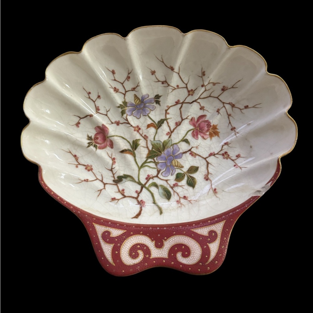 Antique Victorian Carlsbad Bee Hive Mark Floral & Gilt Decorated Porcelain bowl